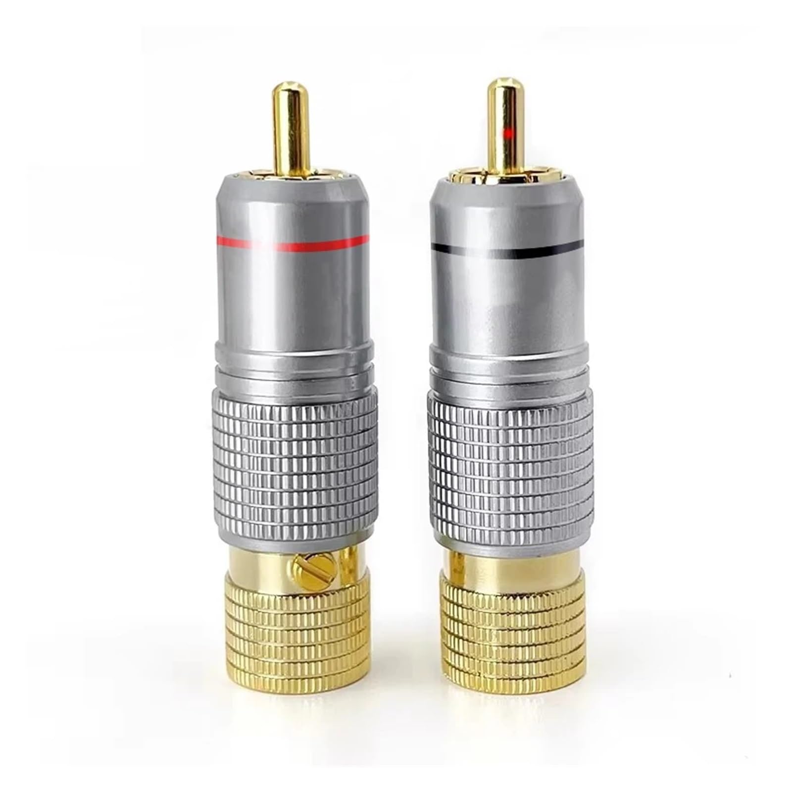 2/4/8/16 pièces Hifi RCA prise verrouillage connecteur Coaxial sans soudure 10mm adaptateur de câble Audio plaqué or ESSEIEIE(Black,4PCS)