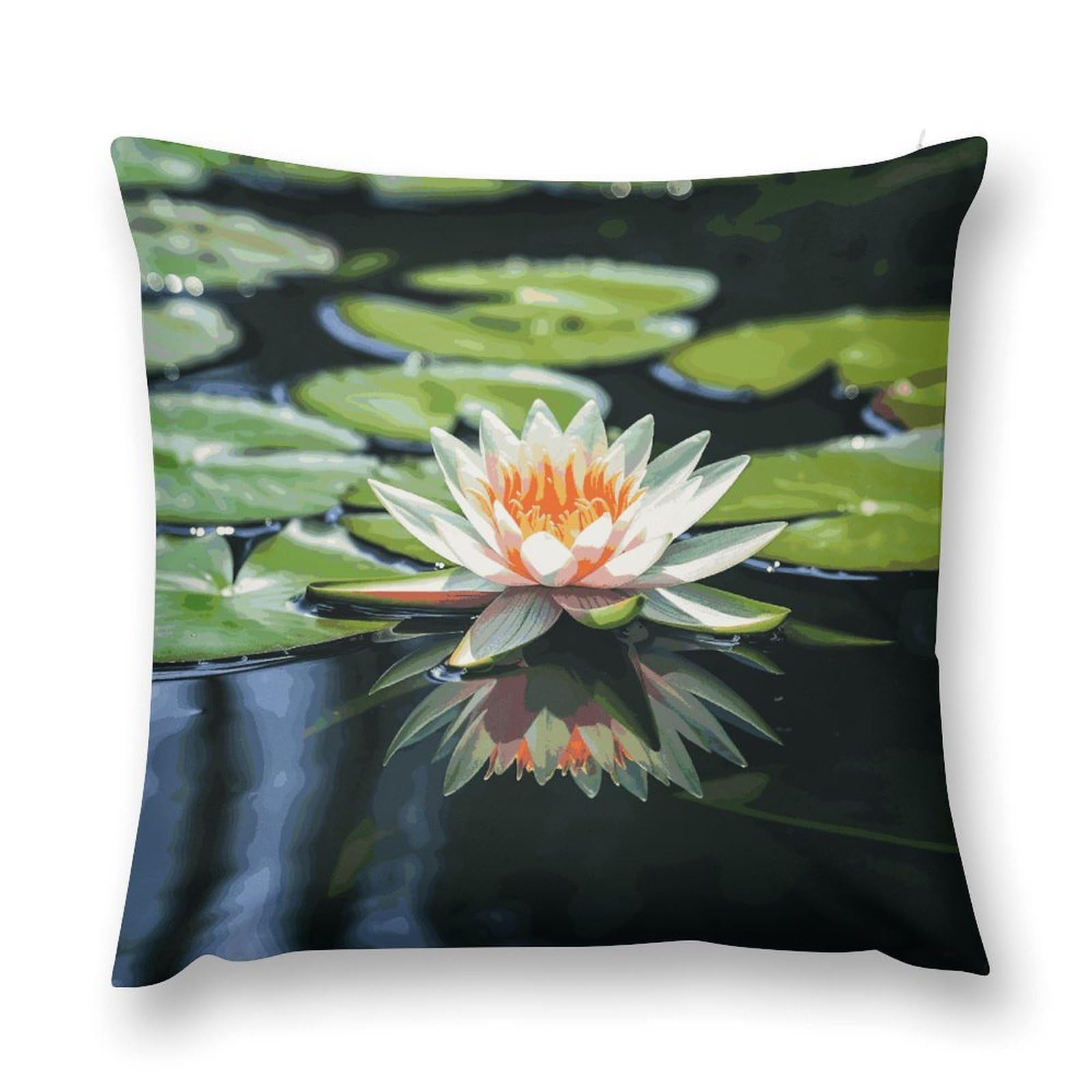 MUSM Water Lily Throw Pillow Cover 18 "x18 Wrinkle&Fade Resistant Cozy Soft Plush Pillow Case Protector Double-Sided Personalized Pillowcase Pillow Shams Cushion Cover for Home