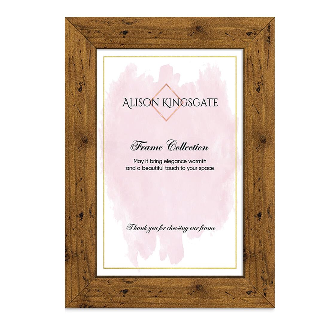 Alison Kingsgate Modern 9X6 Rustic Oak Picture Frame - Engineered Wood Photo Frame with Shatterproof Perspex Front - Ideal for Posters, Certificates & Artwork - Wall Mount or Tabletop Display — image 1