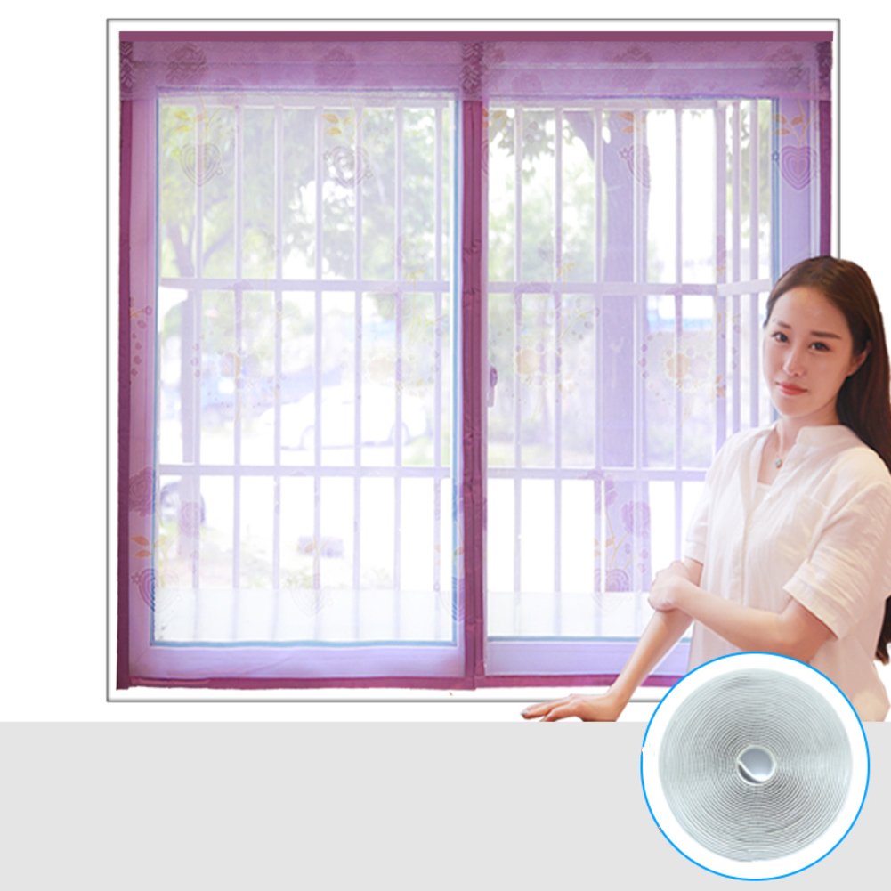 Screen home full frame velcro mic magnetic screen door,Mosquito heavy duty mesh screen bedroom living room screen door mesh snap shut automatically-F 130x150cm(51x59inch)