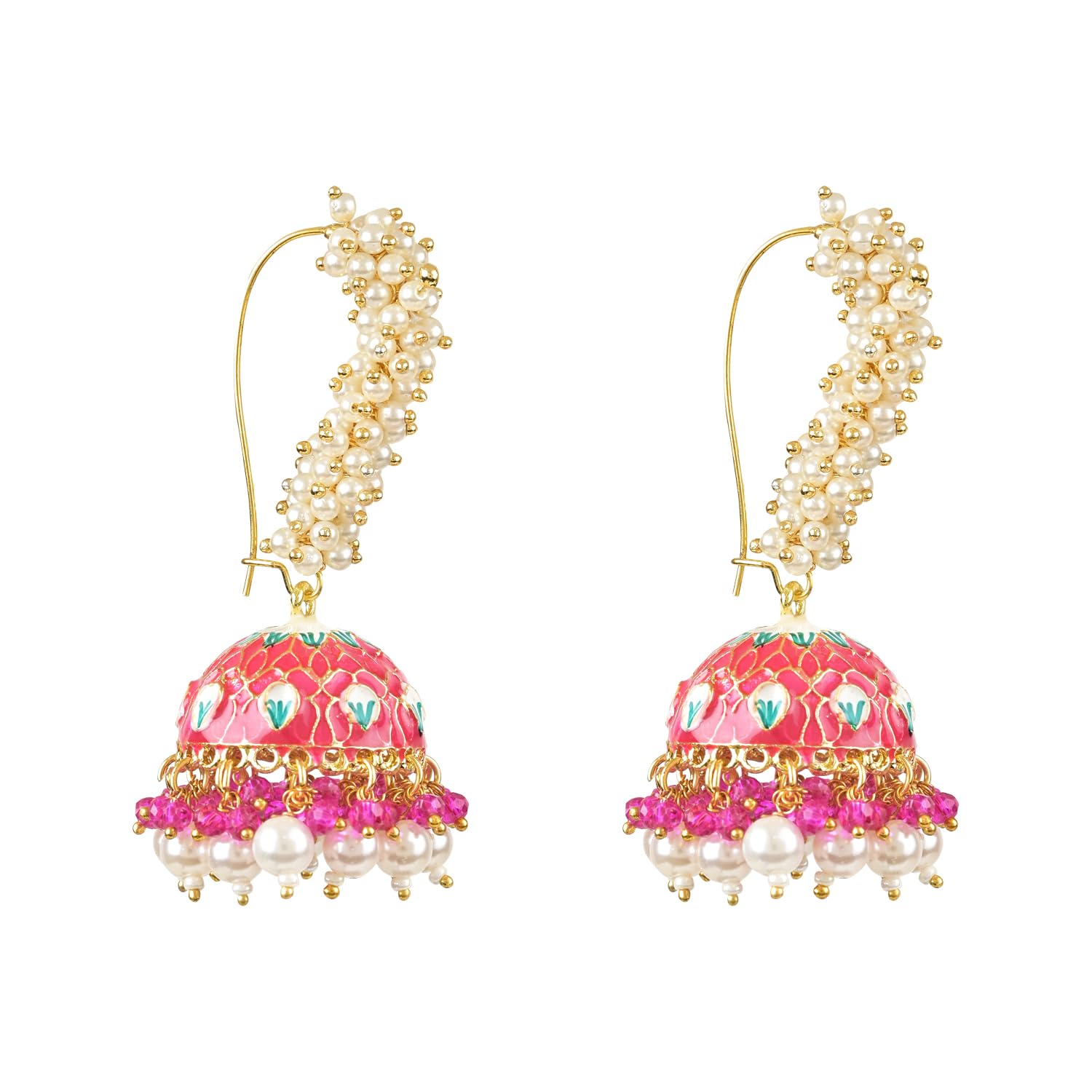 I Jewels Gold Plated Traditional Meenakari Handcrafted Pearl Jhumki Earrings For Women (Pink) (B0C9HZD2GM) Amazon Price History, Amazon Price Tracker