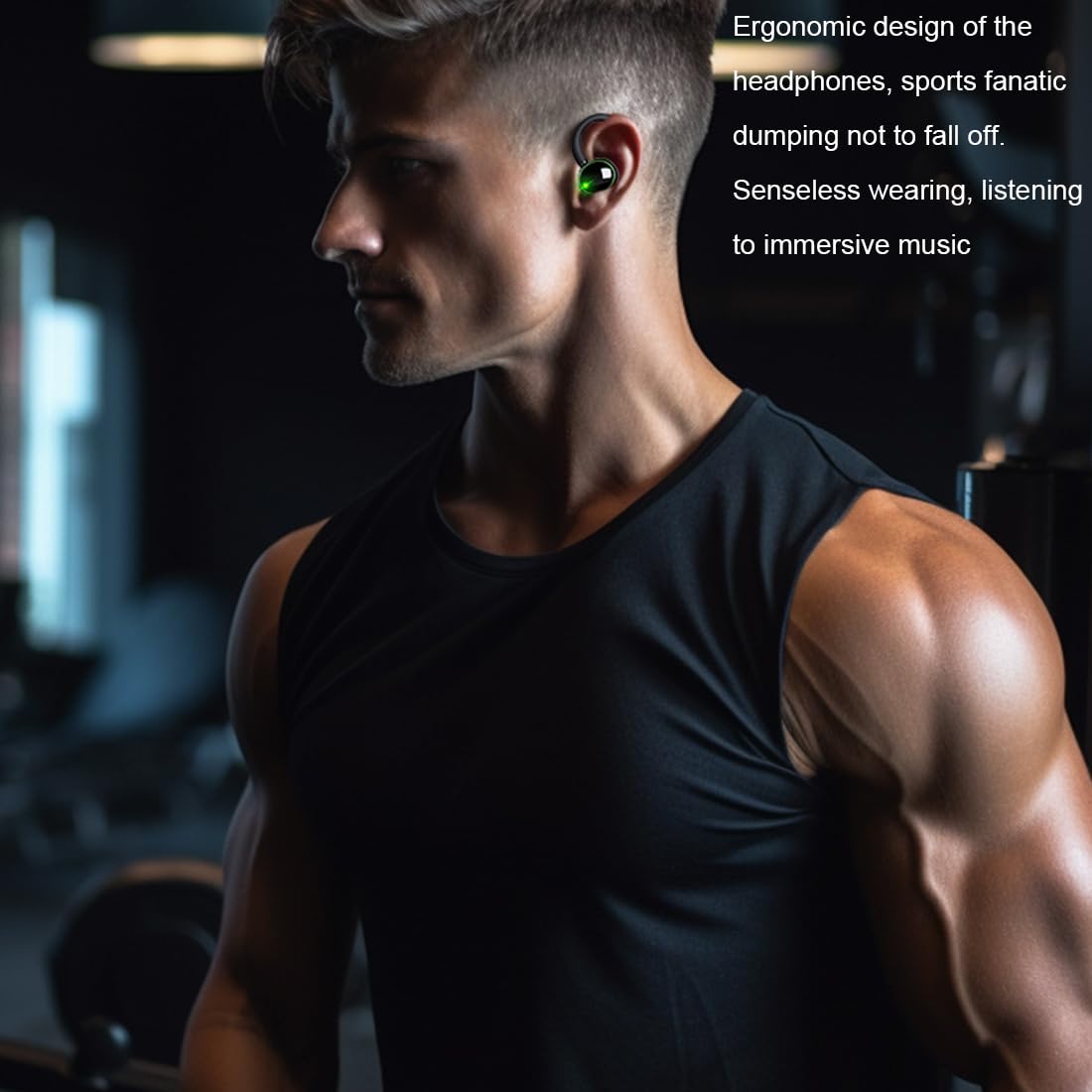 Bezprzewodowe słuchawki nauszne Bluetooth 5.3, wodoodporne IPX5, inteligentne dotykowe bezprzewodowe słuchawki, odpowiednie do biegania, jazdy na rowerze, słuchawek fitness, wyświetlacz LED