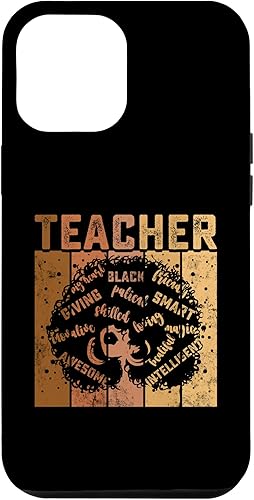 Funda negra para iPhone 12 Pro Max Smart Teacher Afro Love Melanina para mujeres afroamericanas