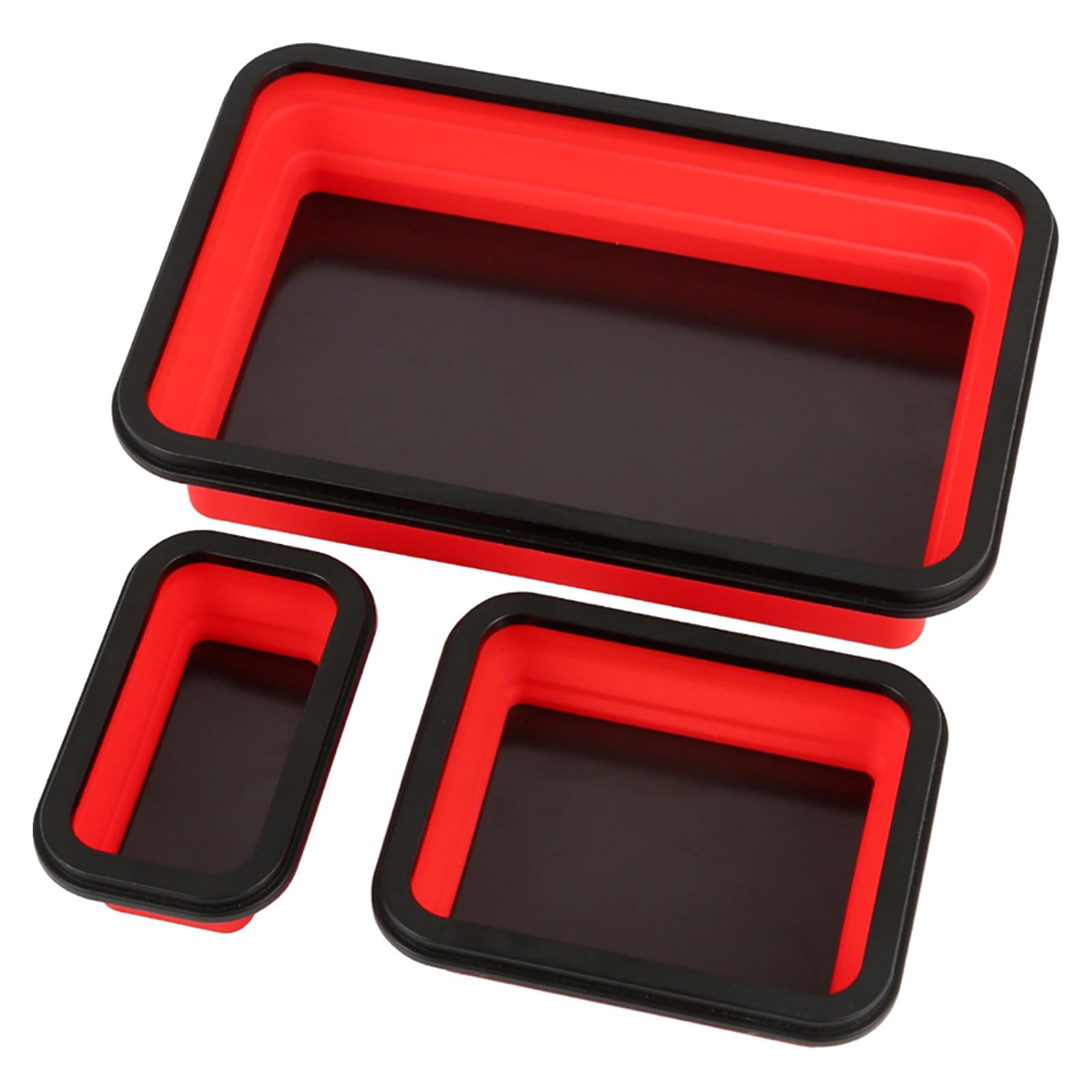 Bandejas plegables de soporte de tornillos para carpintería, herramienta de fontanero, organizador de banco de trabajo rectangular de silicona para mecánicos, 3 unidades