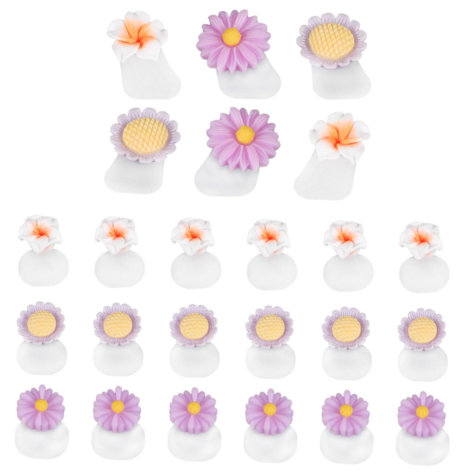 LIFKOME 24Pcs Reusable Silicone Toe Separators for Pedicure Decorative Flower Design Sunflower and Toe Dividers for Women