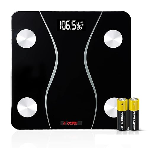 5 Core Báscula digital inteligente para baño con grasa corporal y peso de agua para personas, máquina analizadora electrónica de cuerpo con
