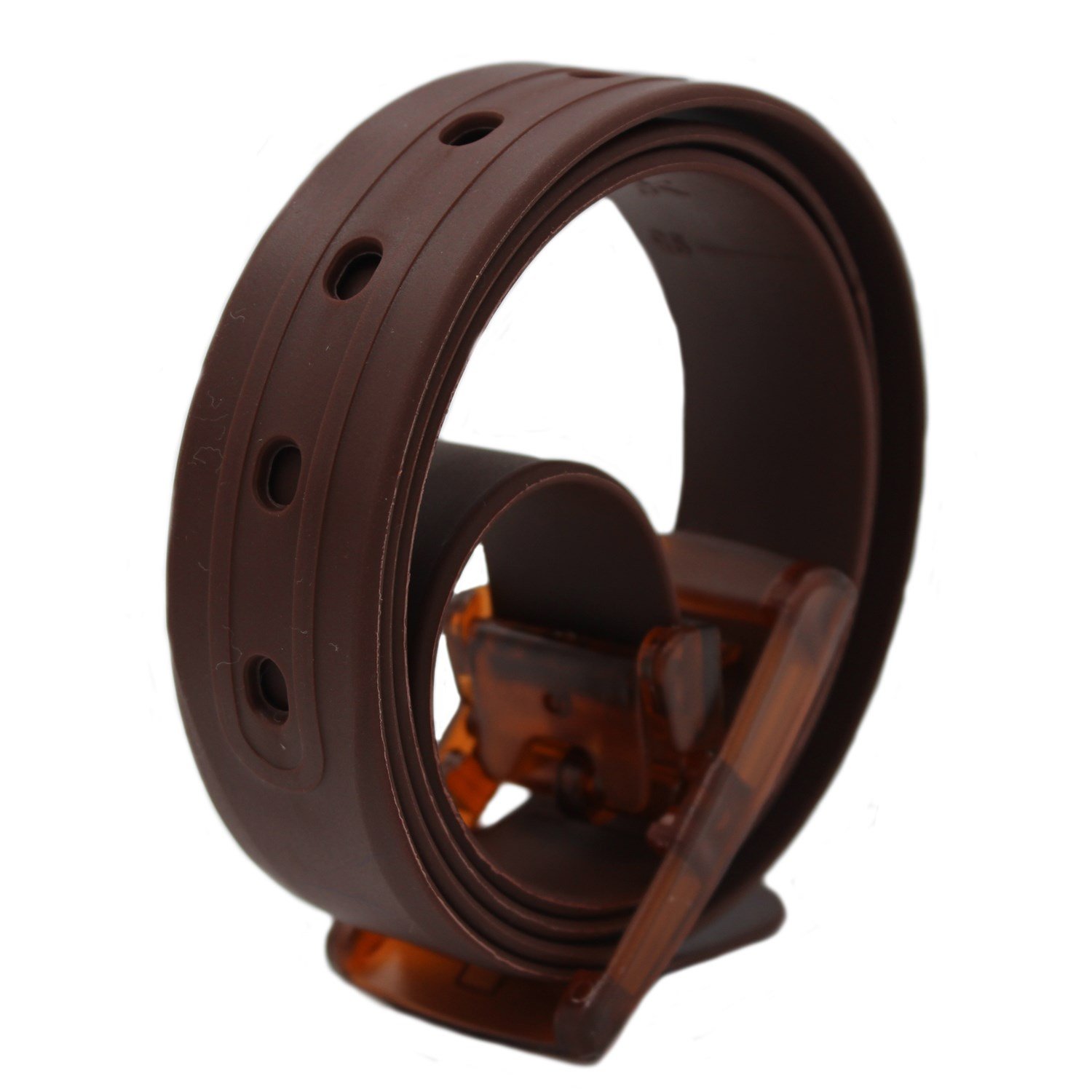 MESHIKAIER Candy Colour Unisex Adjustable Rubber Silicone Belt with Plastic Buckle (Coffee)
