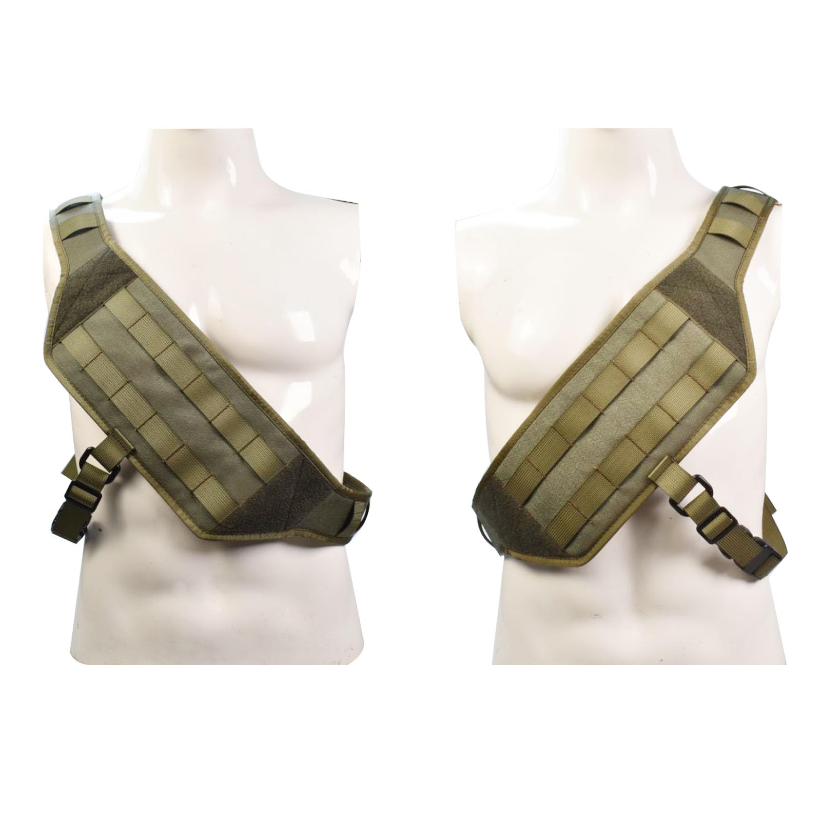 Hdlsina Tactical MOLLE Chest Platform Universal Chest Mounting Harness Adjustable Concealed Carry Fit Left & Right Shoulder (Green)