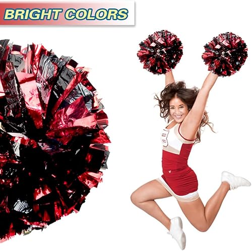 Miniatura 3 de Lovecheer 2 pompones metálicos de animadora con mango de bastón para niños y adultos, deportes de equipo, fiestas de animación