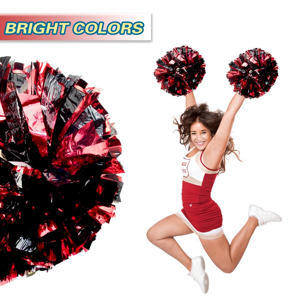 Lovecheer Lot De 2 Pompons De Pom-pom Girl En Plastique Rouge Et Noir