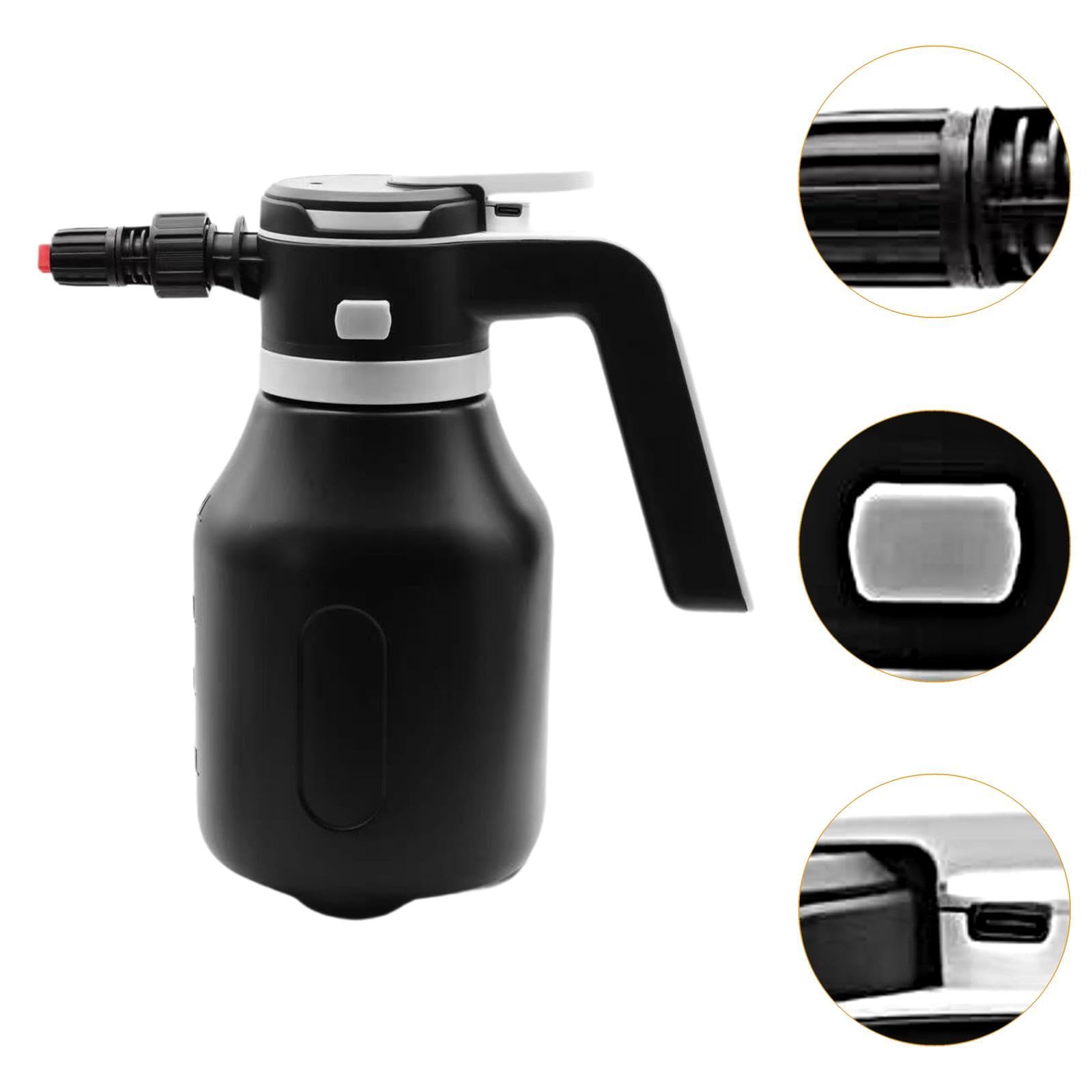 Electric Foam Sprayer Elektrischer Schaumsprüher Drucksprühflasche Handgerät Material für Autopflege Haushaltsreinigung Gartenarbeiten, Schwarz