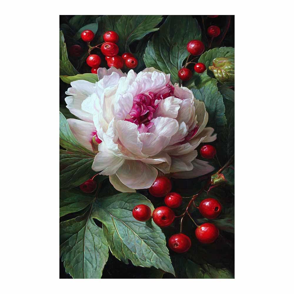 Xeniou Multicolor Flowers Canvas Whites Peony Artwork Canvas Wall Art, For Bathroom Living Room Bedroom Office Kitchen(Multicolor)-80X120cm Unframed
