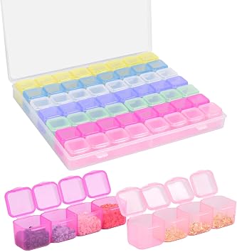 56 Grids Plastic Storage Box with Lid, Jewellery & Craft Storage Case, Mini Bead Organiser, Small Parts Organiser for Beads, Earrings, Rings, Rhinestones, Nail Sequins