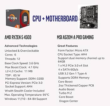 CPU MSI B550 + Ryzen 5 5500+gtx1070 Amazon.com: MSI MPG B550 GAMING PLUS Desktop Motherboard