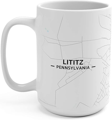 Miniatura 3 de Lititz - Taza, diseño de mapa de Pensilvania, Casual, Blanco