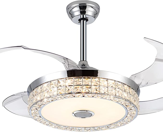 Yaretro 42" Retractable Ceiling Fan with Bluetooth Speaker