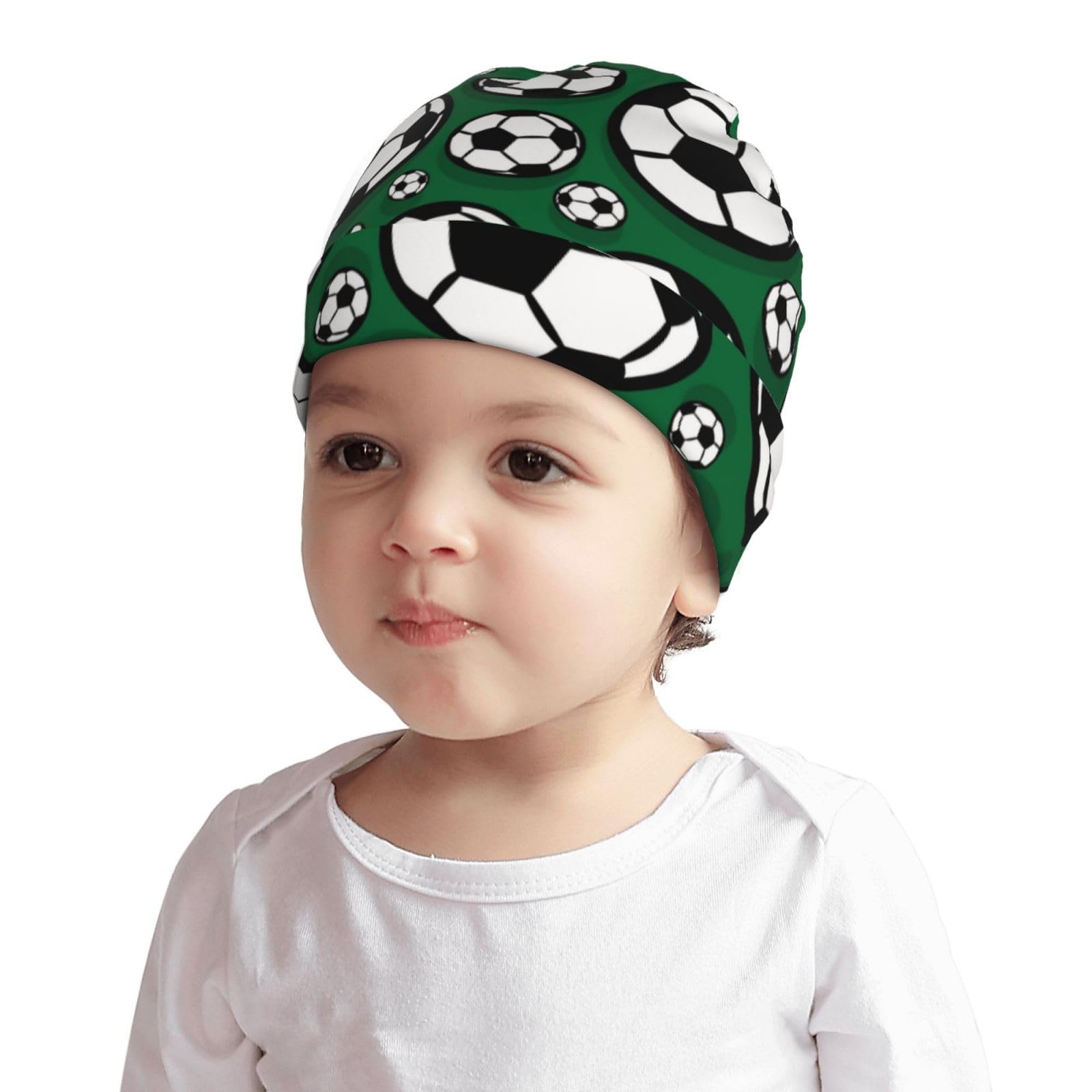 Rqzwdq Soccer Cartoon Pattern Kids Beanie Hats Warm Knit Beanie Cap Skull Caps Gifts Decor for Boys Girls White