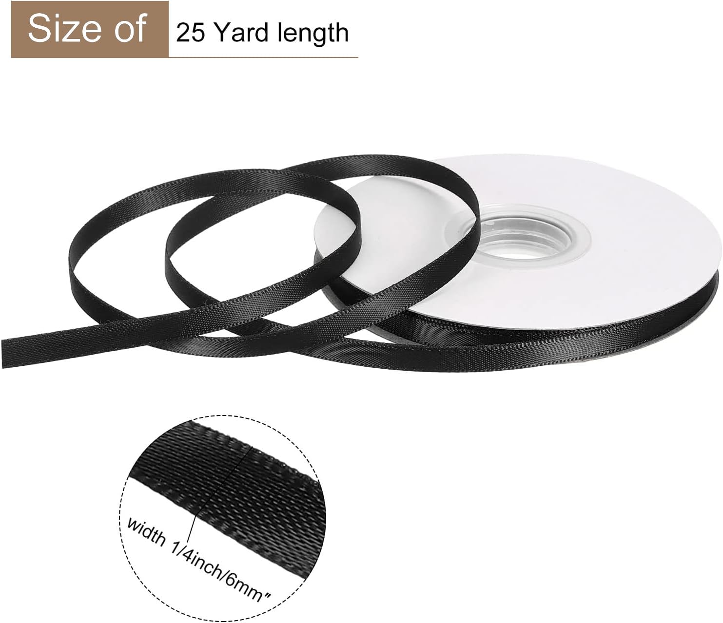 TOP-VIGOR 6mm 25 Yard Satin Ribbon, Single Sided Grosgrain Thin Solid Silk Ribbon - Image 2
