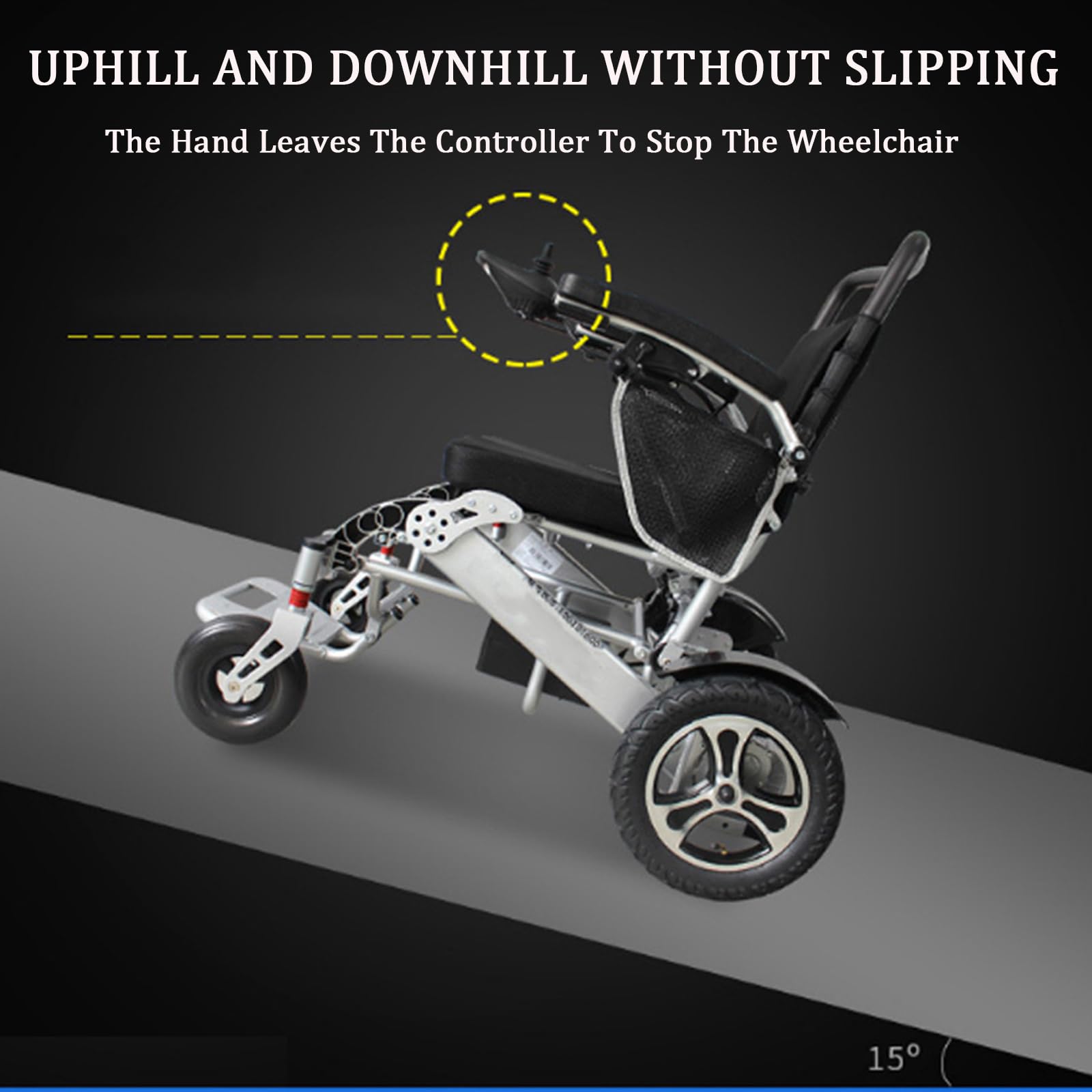 DYNAMISM Nuevas sillas de Ruedas eléctricas para Adultos, Silla de Ruedas Plegable Ligera de 24 kg, Motores duales de 250 W, Controladores duales, Modos duales (eléctrico/Manual),Silver