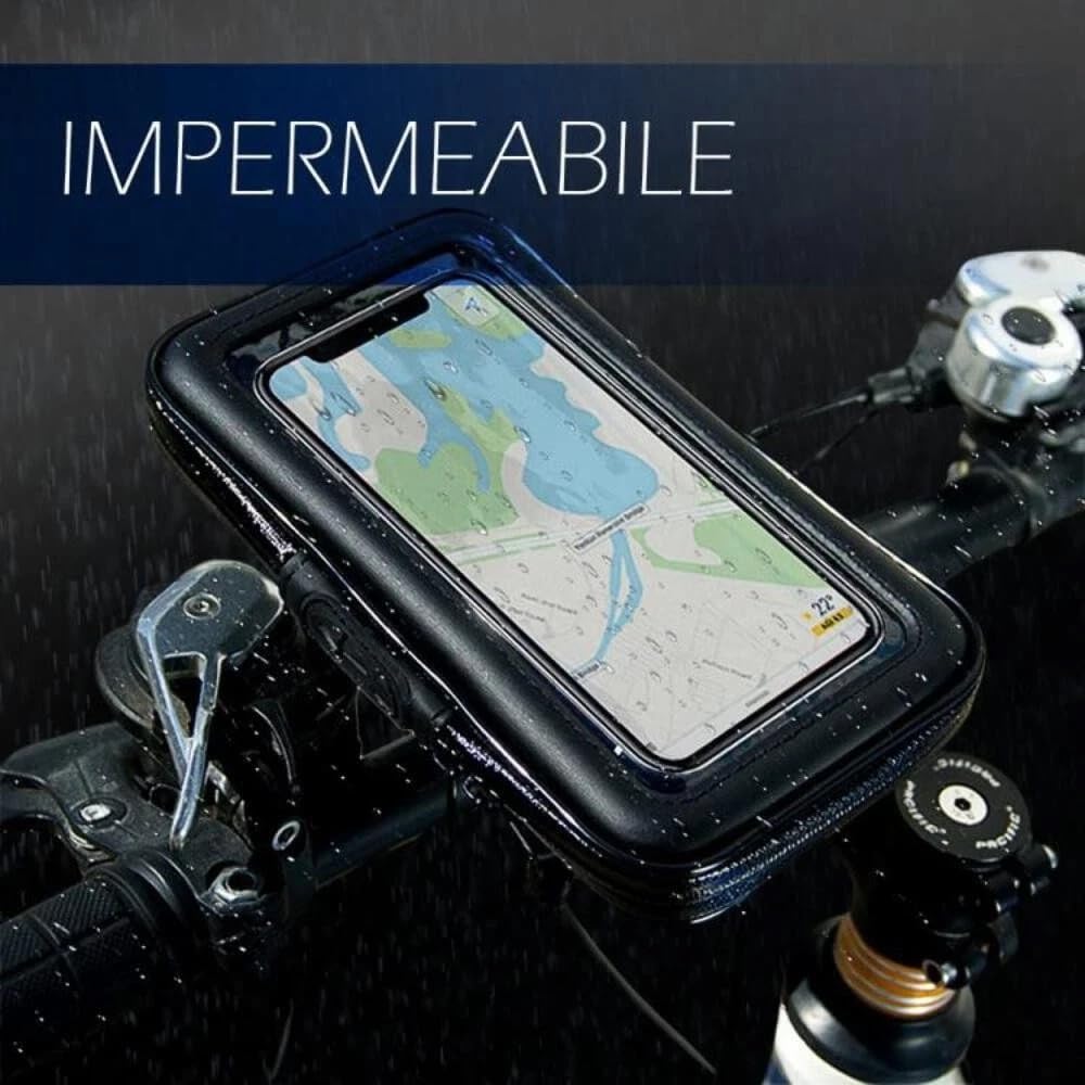 NLIGHTING Porta Cellulare Impermeabile PER Bici Moto, Schermi fino 6.5”, Custodia Touch Screen e Fissaggio Universale Sicuro su Manubrio o Specchietto