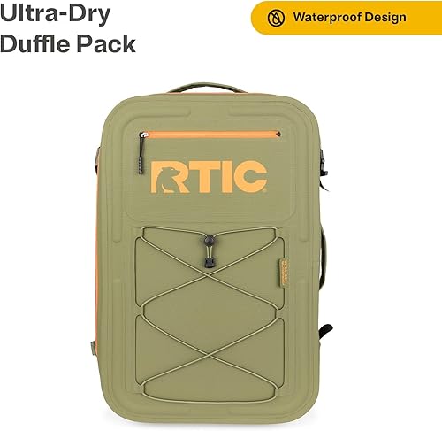 Miniatura 2 de RTIC Paquete de lona ultra seco, mochila impermeable para exteriores, bolsas para senderismo, viajes, camping, canotaje, mochilero, 60 L, Oliva y