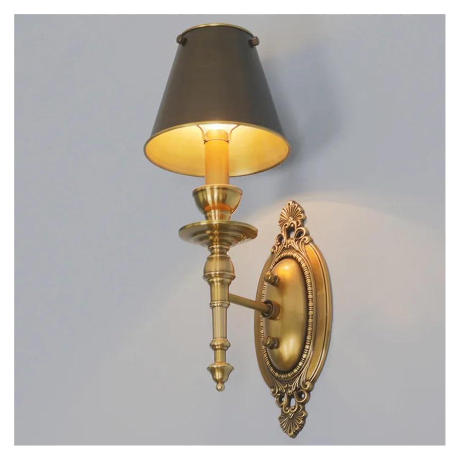 ZTCHSENZT Wall Sconces, Pure Copper Wall Lights Retro Living Room Bedroom Bedside Balcony Aisle Entrance Light,Black-1 head