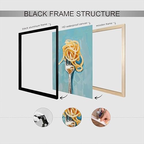 Miniatura 3 de Póster abstracto de pasta y tenedor, moderno, retro, divertido, cocina, alimento, arte de pared, impresiones de pasta italiana, vintage, estética,