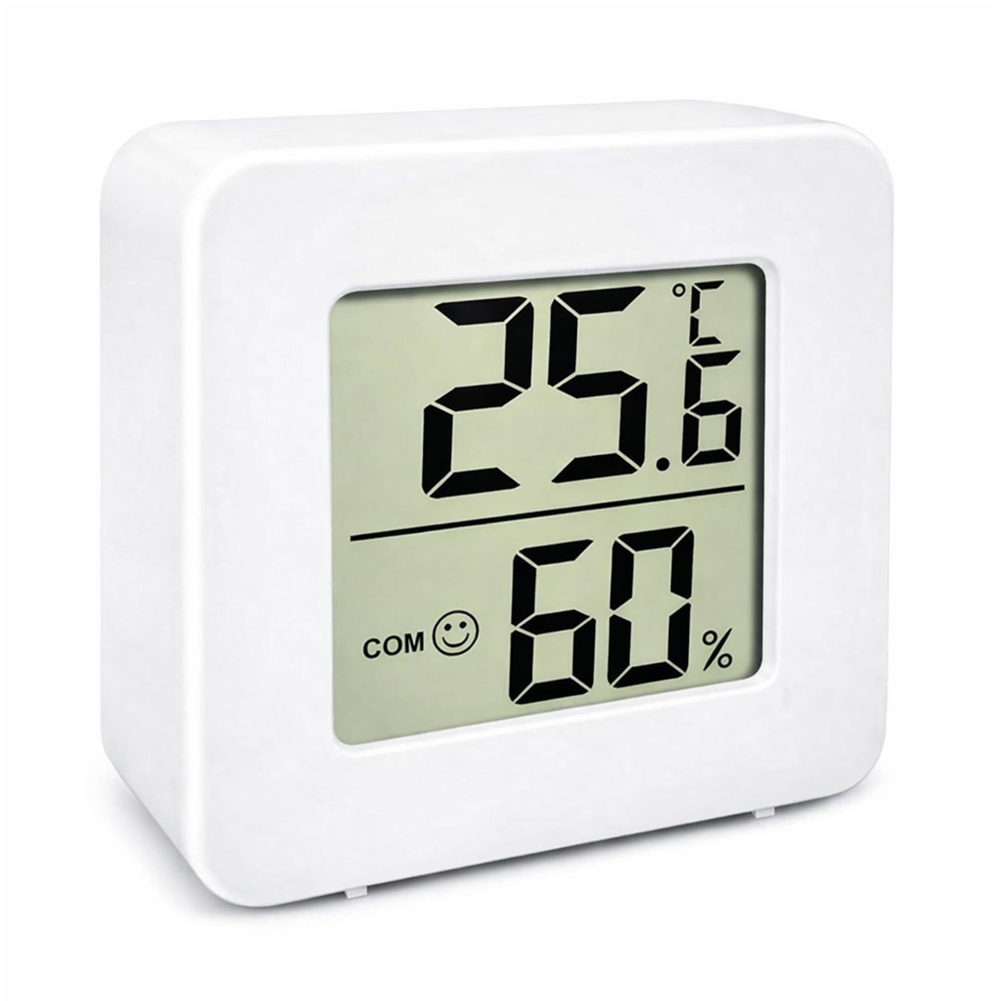 Boulton Small Digital Hygrometer Room Temperature Thermometer – Mini Indoor Temperature and Humidity Monitor with LCD Display Face Icon for Home Office Comfort Reptile Greenhouse Garden
