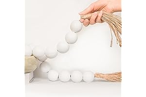 White Extra Large Wood Bead Garland: 1.6" Diameter, Farmhouse Decor