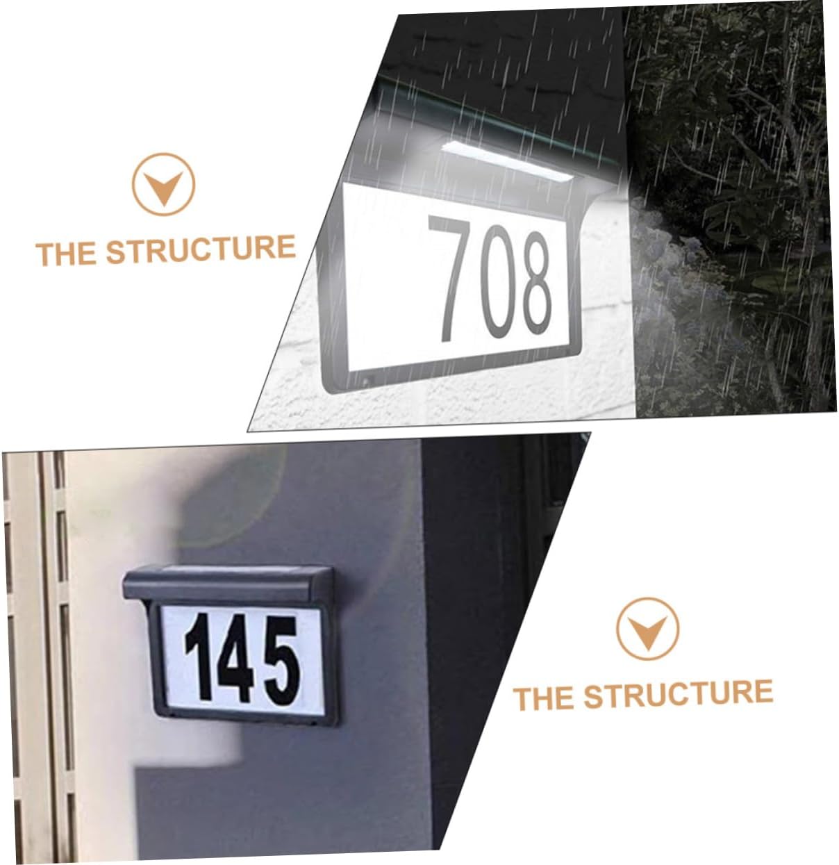 POPETPOP Led Solar Wall Light Solar Address Sign Doorplate Light House Numbers Decor