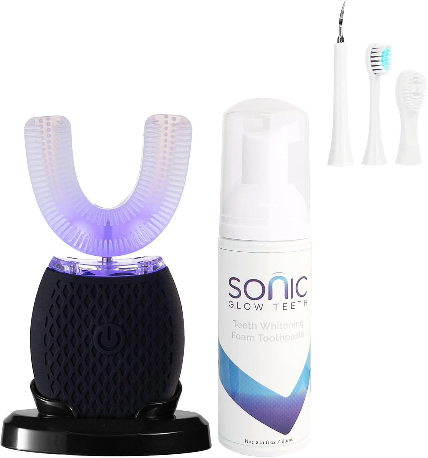 Ultrasonic Toothbrush for Adults Automatic Toothbrush Rechargeable Portable 30'' Automatic Timer Wireless Charging Washable Travel Home Dual-use (Black)