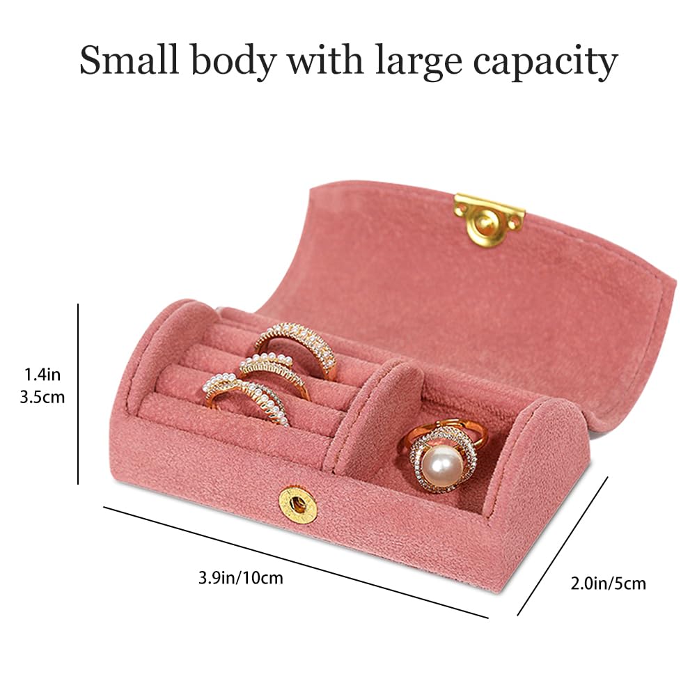 PATIKIL Set 4 Portagioie Da Viaggio In Velluto - Scatoline Porta Anelli E Orecchini In PU - Mini Organizer Gioielli Portatile - Nero