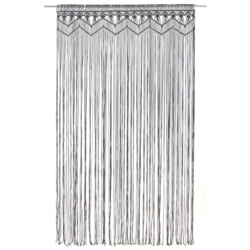 Rideau en macramé Anthracite 140x240 cm Coton Salon A | Thermique Isolant Lumiere et Anti Chaleur Rideau Fenêtre pour Chambre et Intérieur