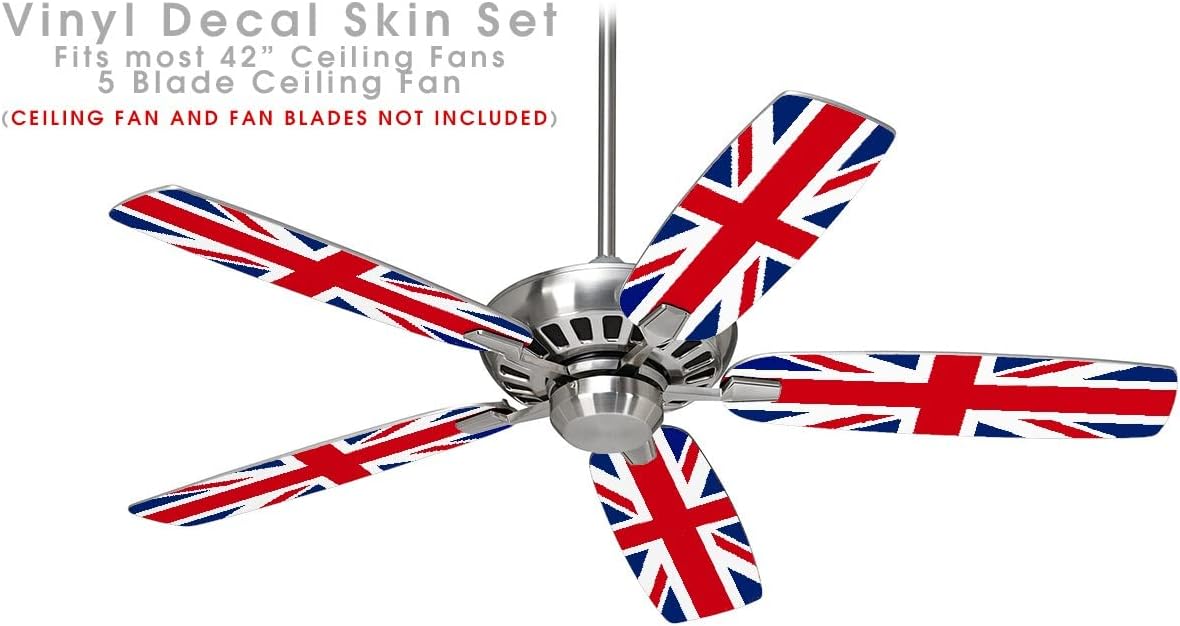 Union Jack 02 - Ceiling Fan Skin Kit fits most 42 inch fans (FAN and BLADES SOLD SEPARATELY)