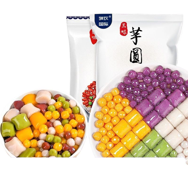 Instant small taro balls, soft and sweet colorful taro balls 500g/bag, purple and sweet potatoes matcha flavored, pearl milk tea, dessert drink ingredients, casual snacks, small rice dumpling (2 bags)