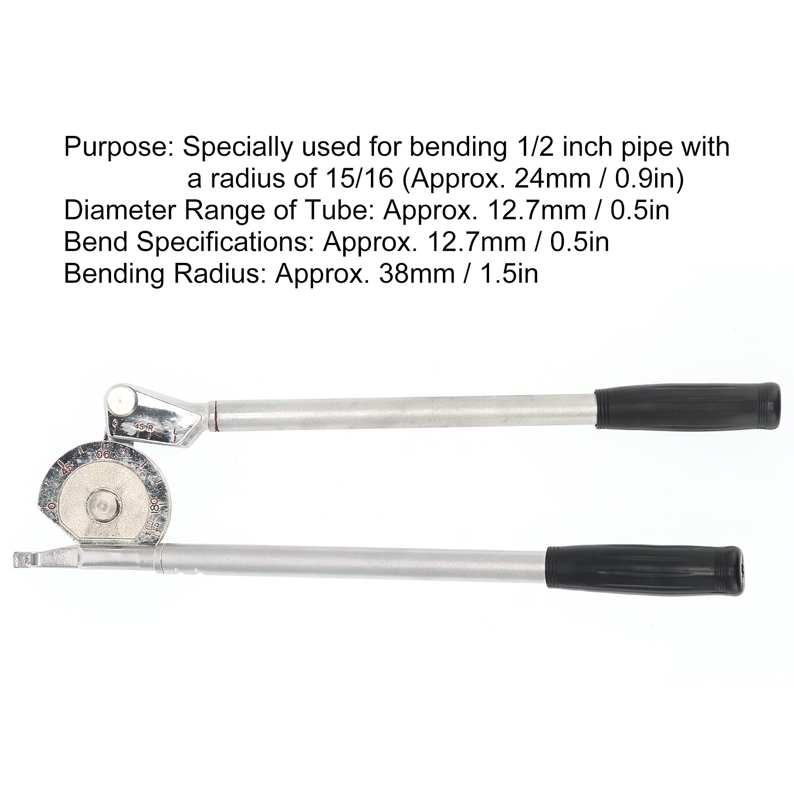 Yosoo Health Gear Piegatubi Manuale Piegatubi in Ghisa 1/2 Pollici a Leva da 180 Gradi Bordo Ispessito 25KN Scanalatura a Terra CNC per Idraulici Installatori HVAC Tubazioni e Tubi dei Freni