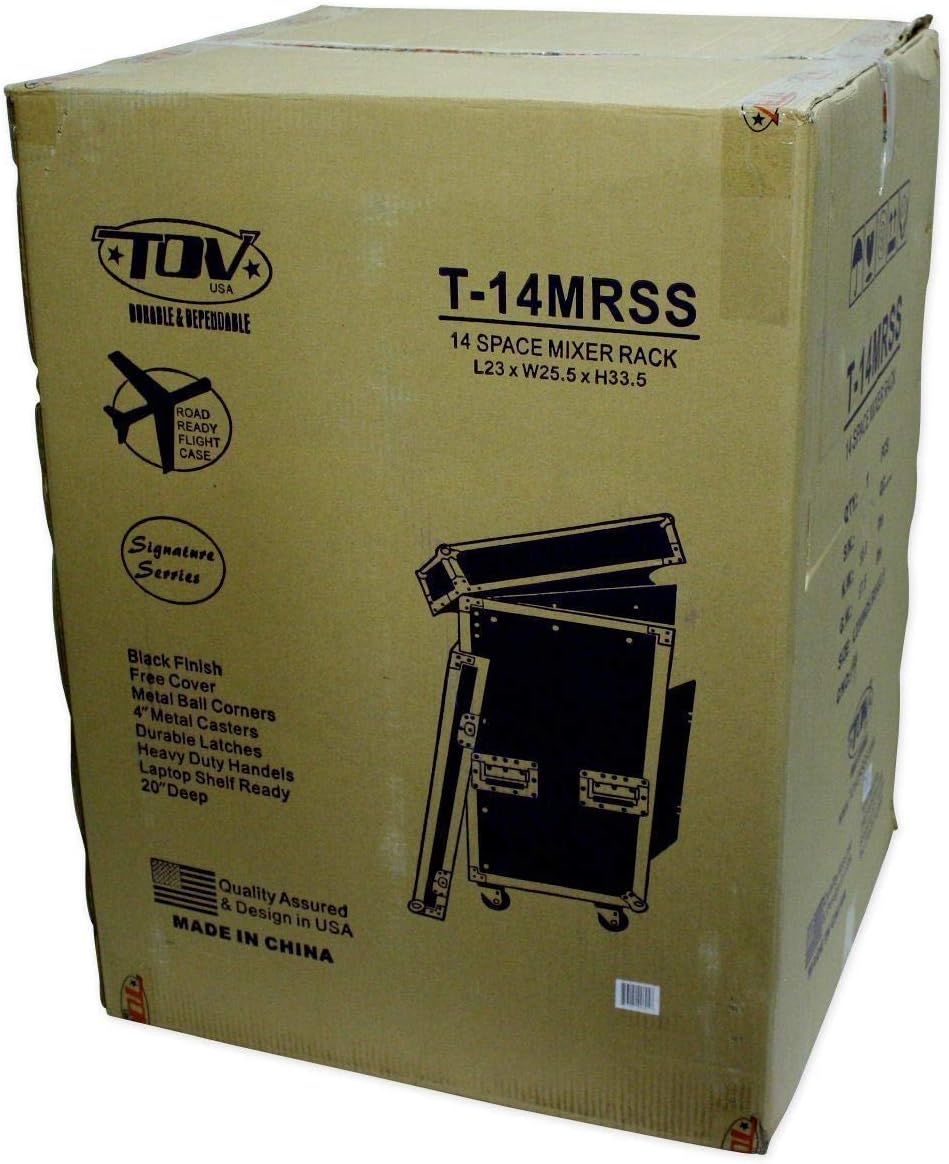 TOV Pro X T-14MRSS 14U x 10U Slant Combo DJ Rack Flight Case w/ 4" Wheels/Casters