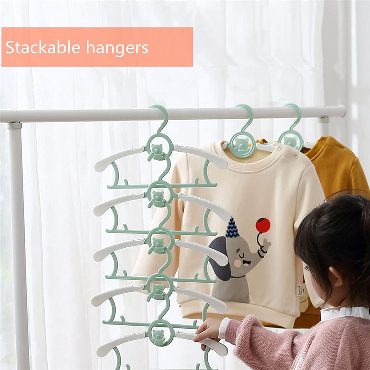 Lot De 20 Cintres Bébé Extensibles 29.5-39cm - Cintres Enfants Gris Peu Encombrants Avec Crochets Empilables