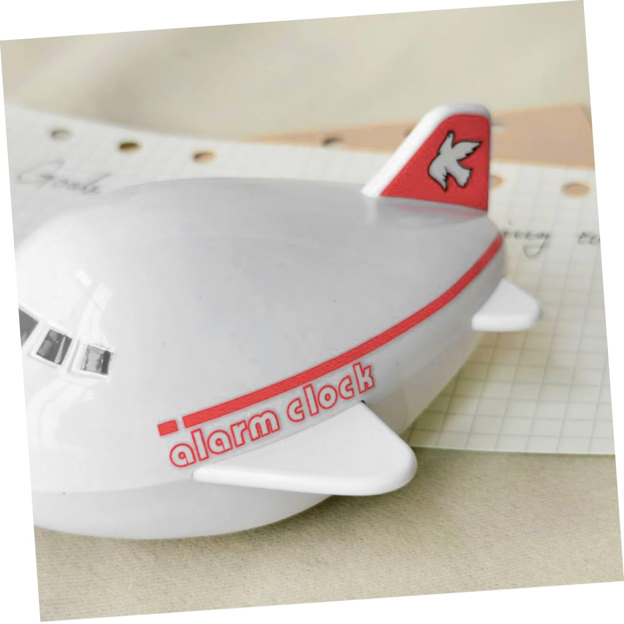 Despertador Creativo de Avión Plegable ABS, para Cabecera Rojo