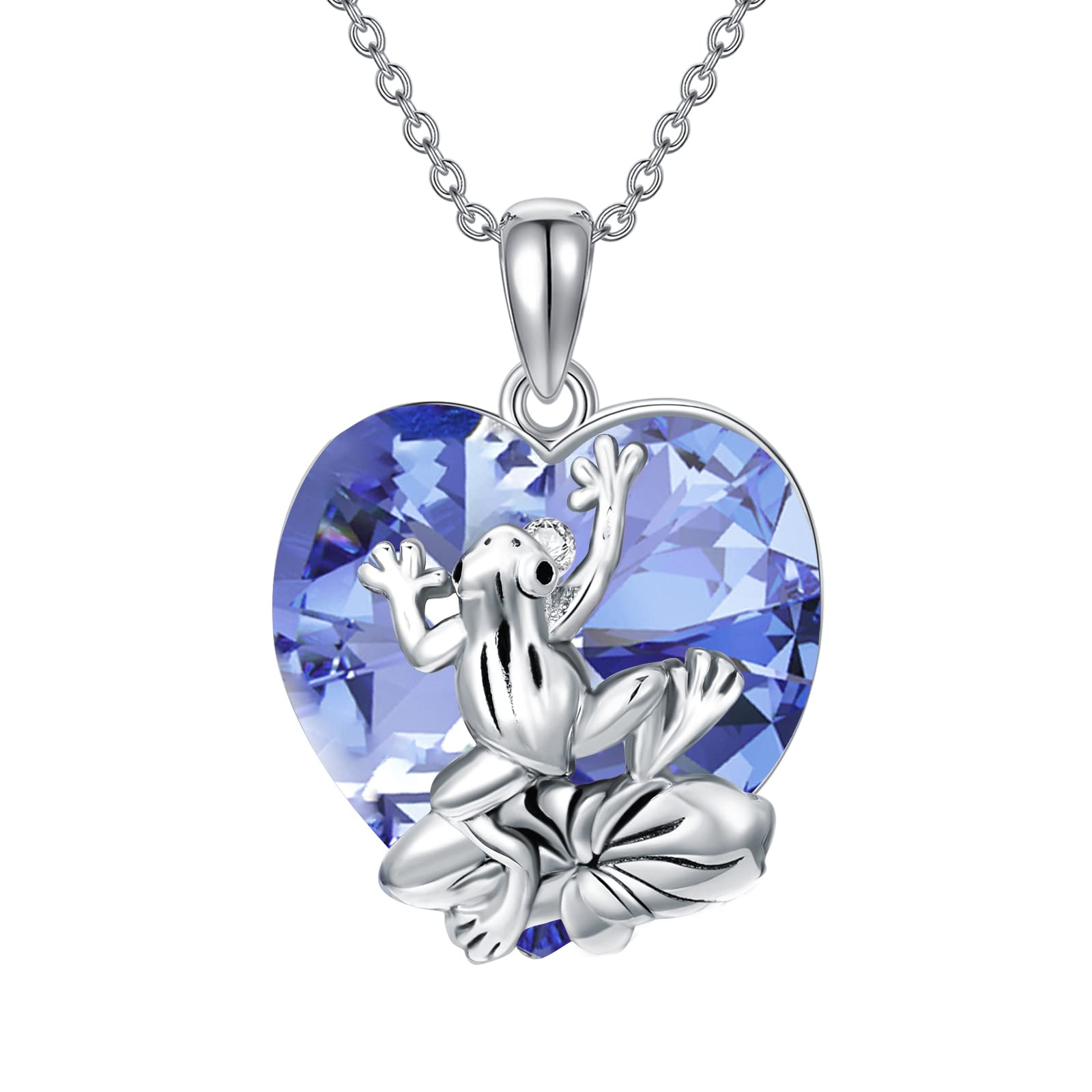 Collier grenouille en argent sterling avec pierre de naissance - Cadeau pour femme et fille