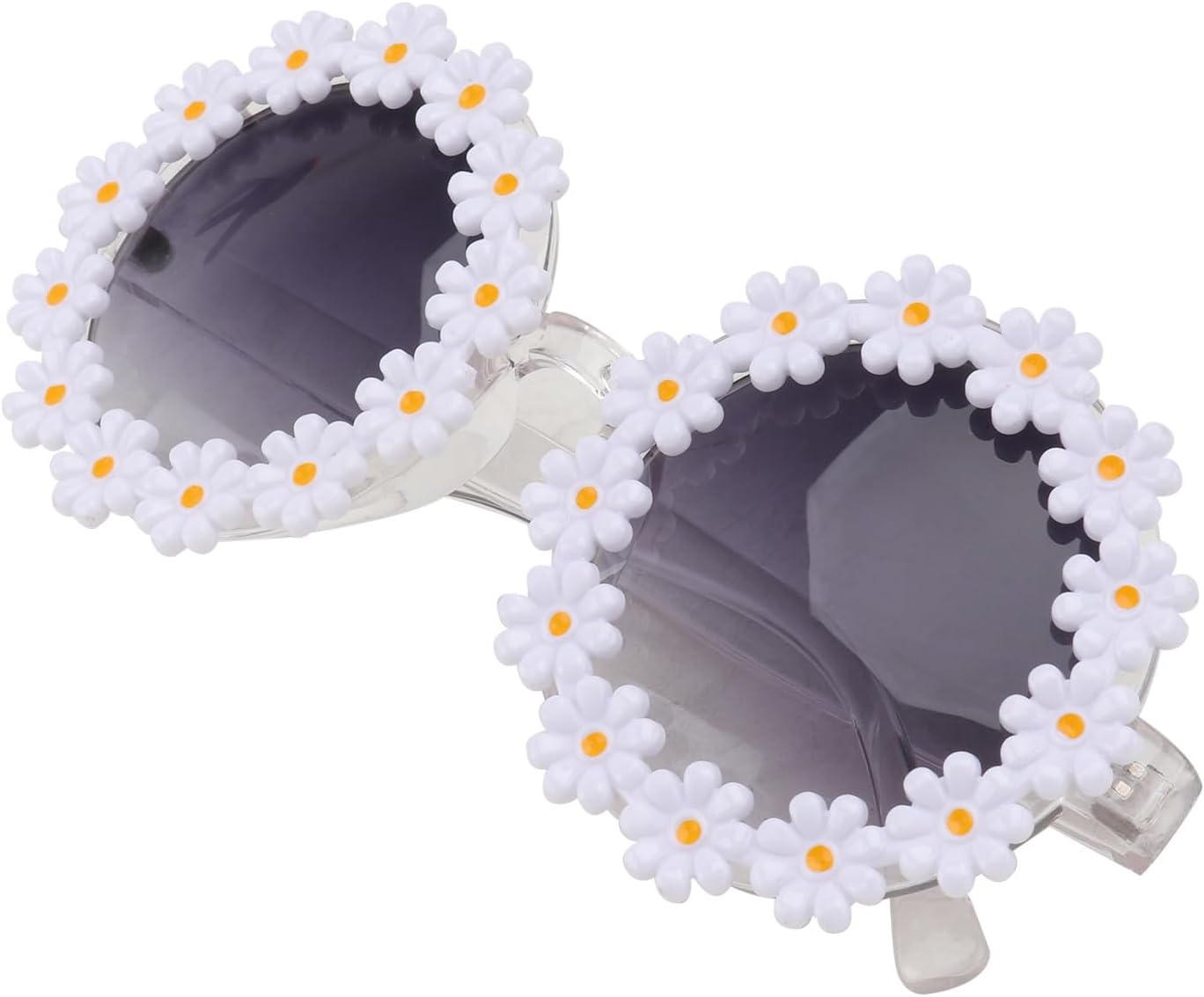 Hawaiian Flower Decor Sunglasses for Women, Funny Party Eyewear with Gradient Lenses, Daisy Style Fashion Accessories for Vacation and Picnic