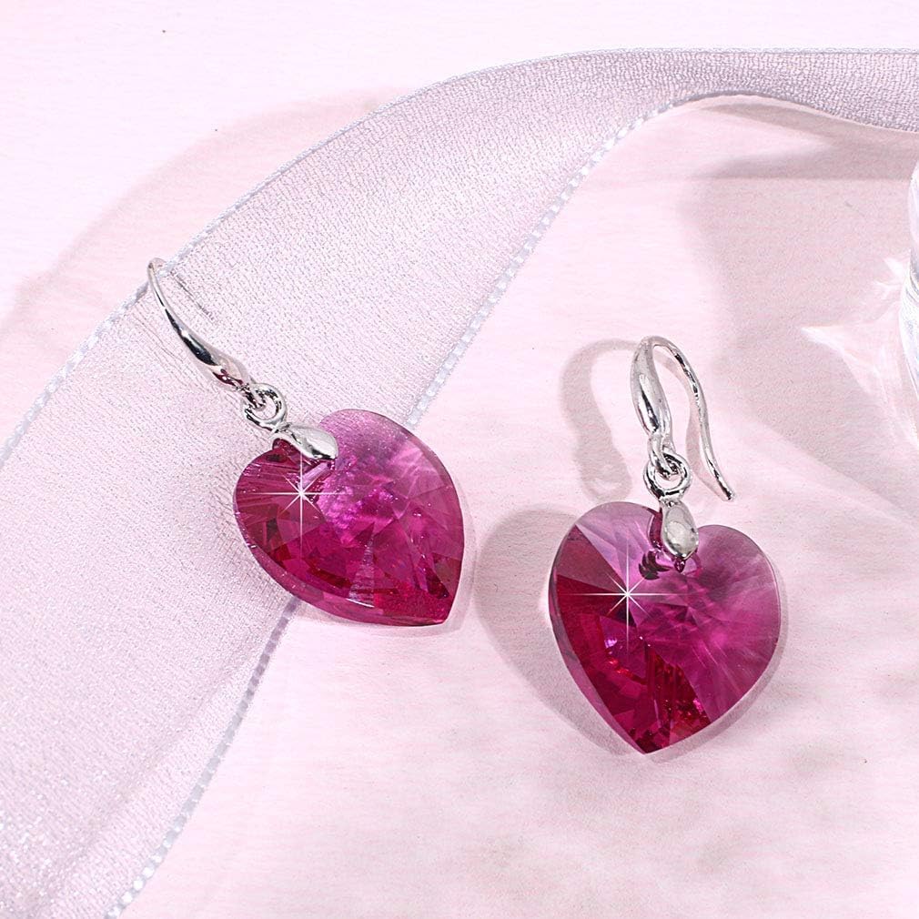 Austrian Crystal Heart Dangle Hook Earrings for Women Drop Earrings 14K Gold Plated Hypoallergenic Jewelry - Image 3