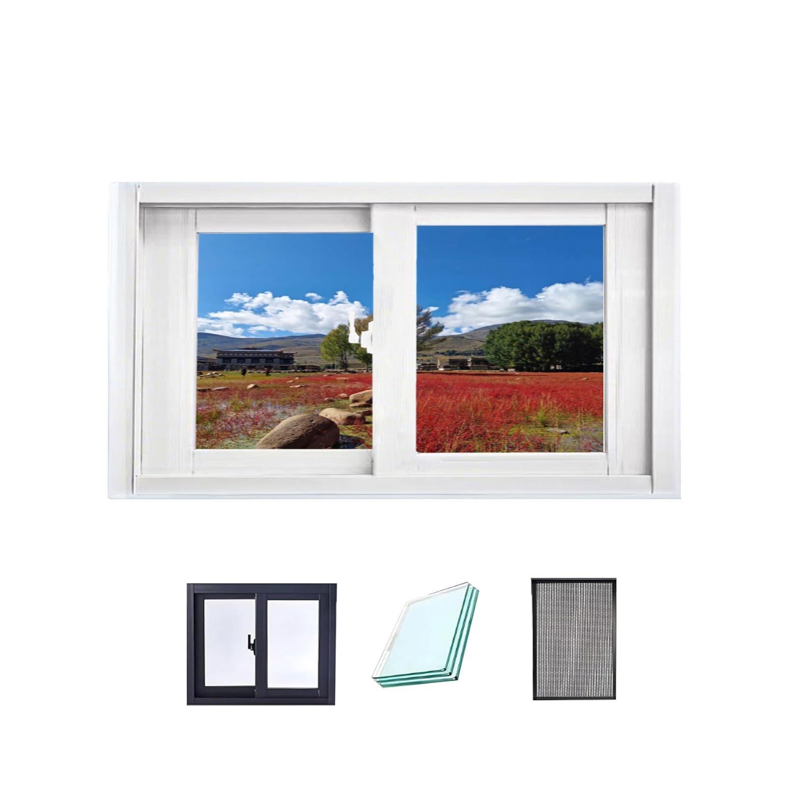 Ventanas de aluminio horizontales con mosquitera que evitan filtraciones de agua en cobertizos