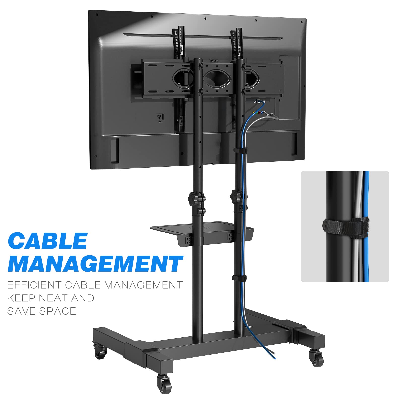 Rfiver Mobile TV Stand Rolling Cart with Tilt Mount/Locking Wheels for 3280 Inch Flat Screen