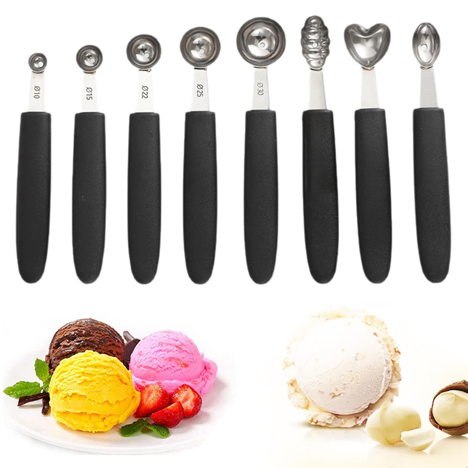 Stainless Steel Melon, Fruit Pulp Scoop for Watermelon, Ice Cream And Cookie Dough Scoop, Kitchen Tool