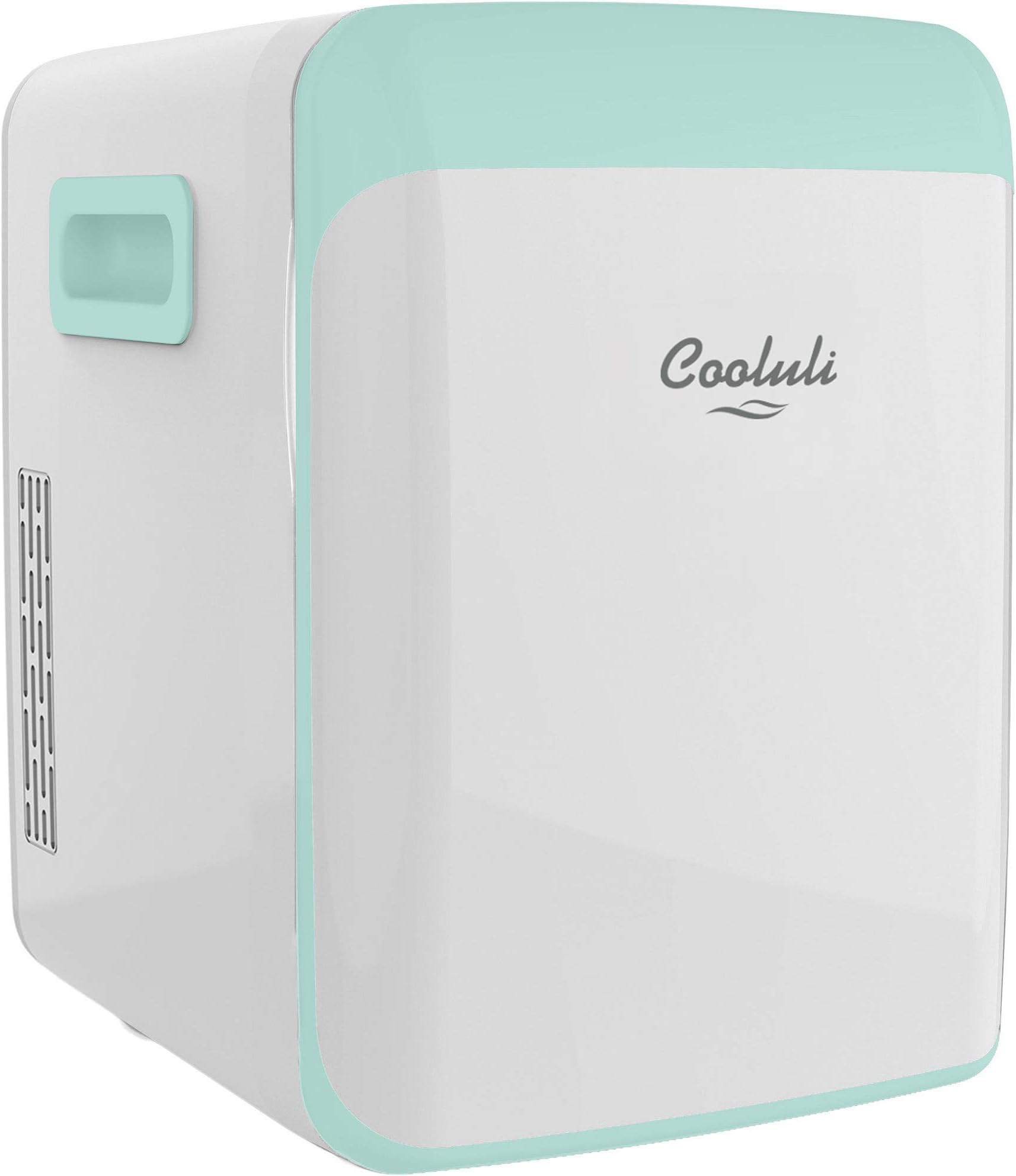 Cooluli 15L Mini Fridge for Bedroom - Car, Office Desk & College Dorm Room - 12V Portable Cooler & Warmer for Food, Drinks, Skincare, Beauty, Makeup & Cosmetics - AC/DC Small Refrigerator (Turquoise)