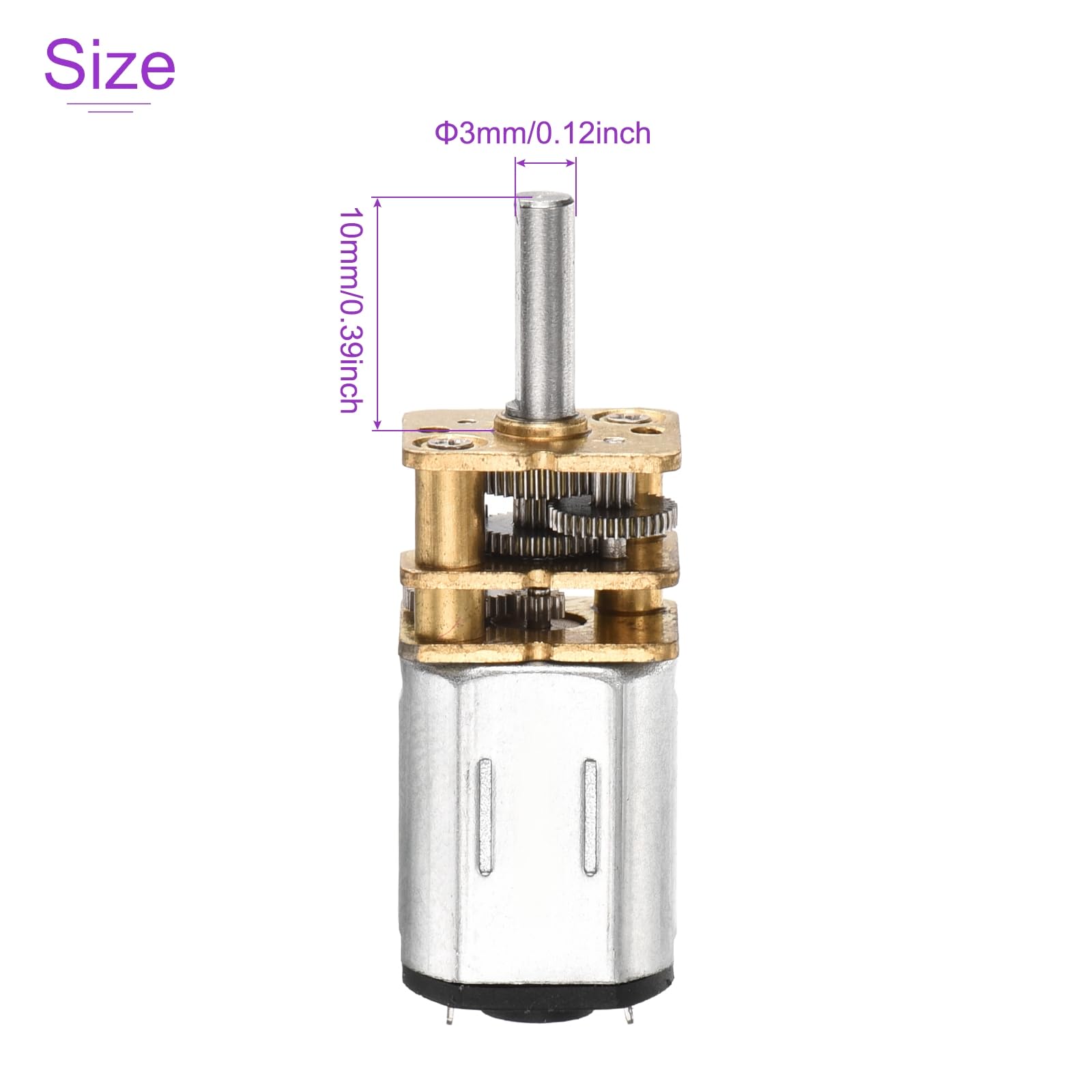 DMiotech 2Pcs 12V 300RPM Rated Torque 7 Output Shaft Length 10mm Micro DC Speed Reduction Motor Mini Metal Gearbox Motor for RC Car Robot Model DIY RC Toys Engine - Image 3