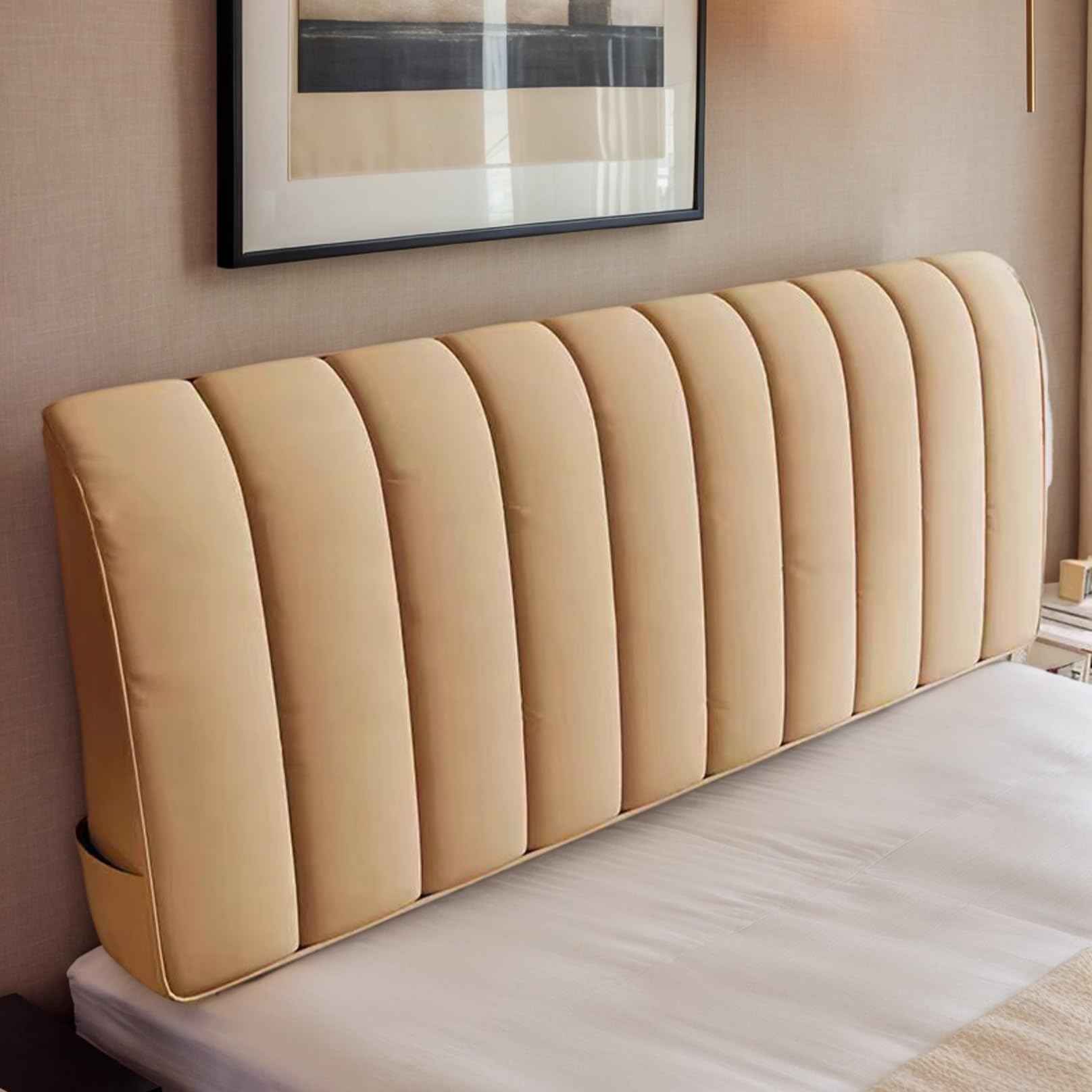 Funda de cabecero lavable de terciopelo para cama individual, a prueba de polvo, elástica y gruesa, diseño todo incluido, adecuado para tamaño Super King A de 100 cm, ideal para decoración de
