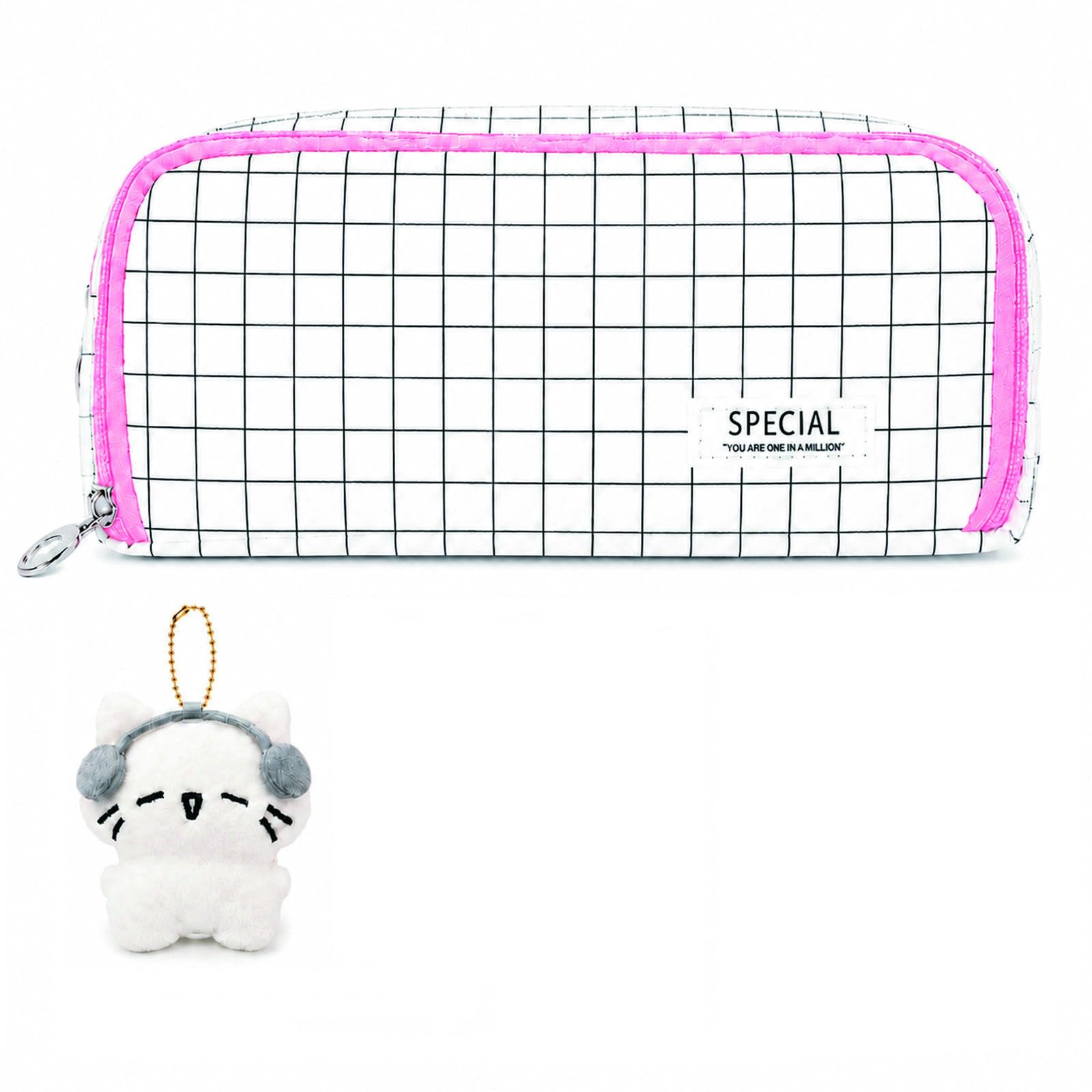Polka Dot Pencil Case, Cute Pencil Case for Girls (Checkered)