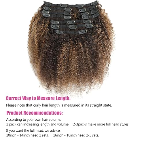 Miniatura 5 de YAMI Extensiones de cabello rizado con clip, 10 unidades, extensiones de cabello humano Remy brasileño Remy 3C 4A con clip, 4.23 oz (P 430, 10